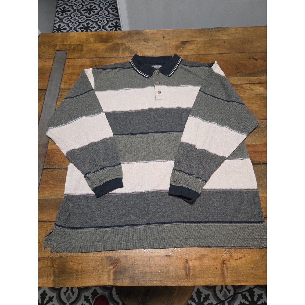 knights sportswear striped polo shirt mens xl long sleeve green rugby pullover